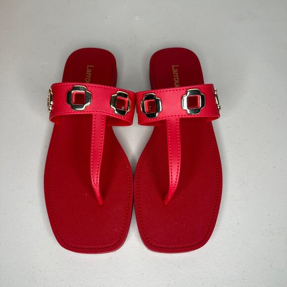 Larroude Red Jelly Thong Milan Sandals Size 8/9 - Picture 2 of 8